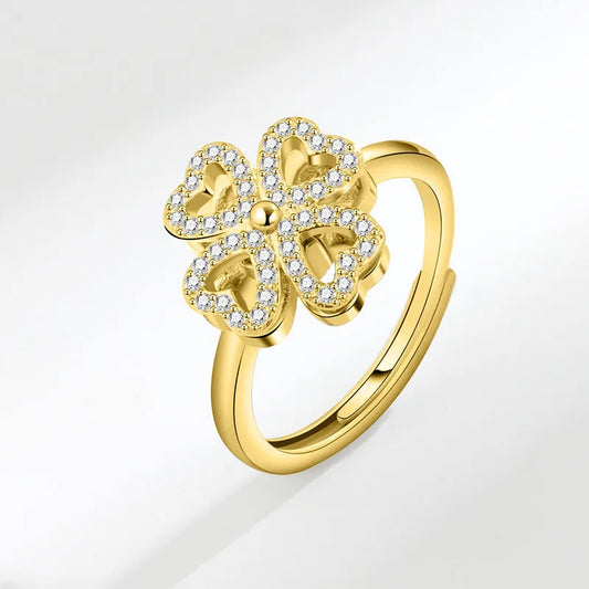 Bianca Four Leaf Clover Spinner Ring